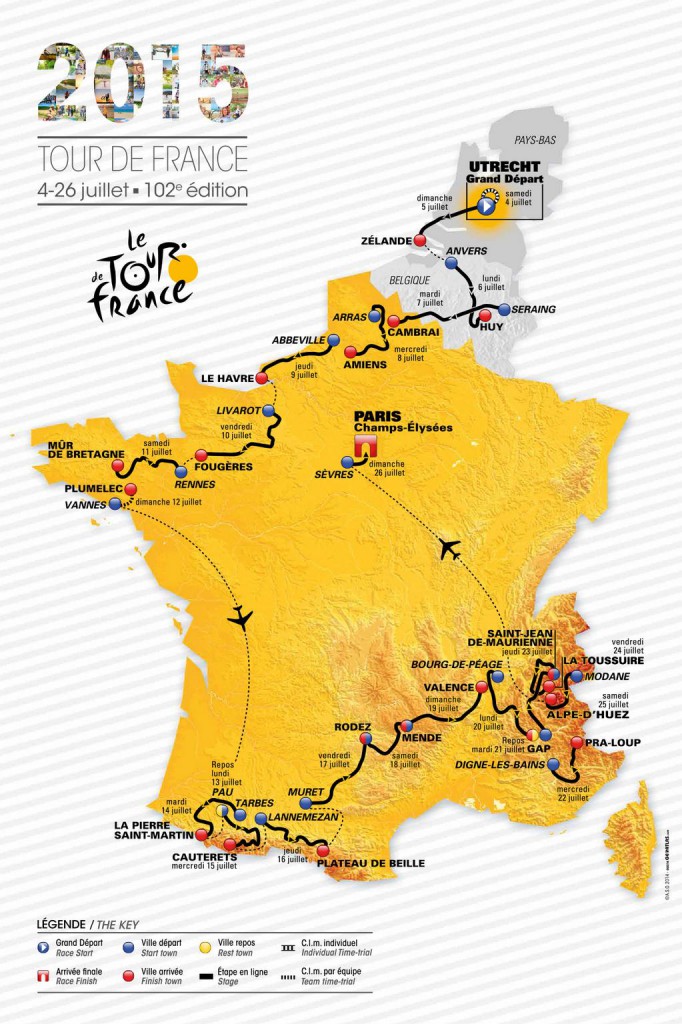 Routekaart Tour de France 2015 Fransemarkt.nl
